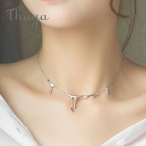 Thaya Original Design Falling Rain Injury S925 Sterling Silver Necklace Simple Choker Necklace Female Jewelry Gift for Women Q0531