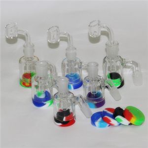 Smoking Glass Reclaim Catcher ash catchers with 7ml silicone containers 14mm 18mm joint Quartz Banger Nails for dab rig bong