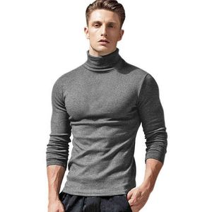 Fashion Grey T-shirts Man Long Sleeve High Collar Mens Tee Shirts Spring Slim Fit Boys Tshirt Cotton Gray Oversized T Shirt XXL G1229