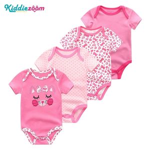 Bebé Roupas Roupas Macacões Recém-nascidos Verão Roupas de Menina Bebe 3 6 9 12m O-Pescoço 4 Parte / Set Baby Vetement Roupas 201029