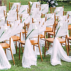 Wholesale new chinese furniture for sale - Group buy 100cm cm Ribbon Tulle Wedding Decorations Chair Sashes Belt Knot Party Chair Covers Bow Ties Ribbon Chairs Decoration Event Supply AL8465