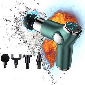 32 Gears LCD Display Massage Gun Mini Deep Muscle Vibration Electric Back Neck Massager Ciało Relax Relief Gun Faszyny Y1223