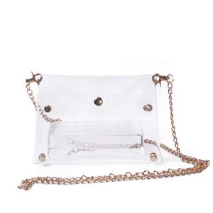 Clear PVC Material Cosmetic Bag Messenger Bags Clear Glassy Transparent Handbag Crossbody Stadium-Day-Bag DOMIL106-395