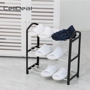 Celldeal 3 طبقات الحديثة الحذاء رف حذاء شماعات غرفة الصلبة المنظم الأحذية الجرف تخزين غرفة نوم متعددة الوظائف المنزلية السوداء 201030