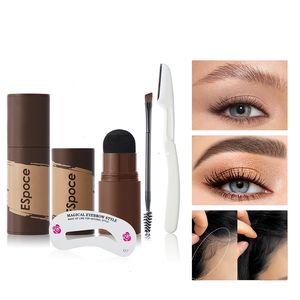 Eyebrow Powder Stamp Stencils Shaping Kit Long-lasting Waterproof Thin Thick Eye Brows Shapes Black Brown Blonde Eyebrows Makeup and Tools
