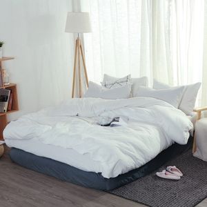 Nordiska enkla massiva sängkläder Set vuxen täcke täcke linne mjuk tvättad bomullspolyester tvilling drottning kung gröna blå sängkläder 2254e