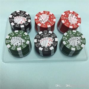 3 lager poker chip stil slipmaskiner röker rörtillbehör ört ört tobak manuell cigarett kross gadget röd grön svart 12 st /parti