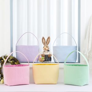 Sublimation Party Supplies Bulk Easters Bucket Stripe Large Storage Candy Bags Single Handle Easter Basket New Style For Festival Easter Gift Bag
