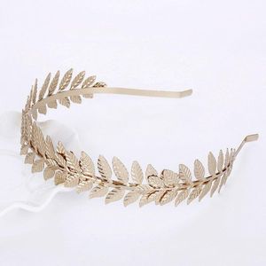 Europäische griechische Göttin Stirnband Metallic Gold Silber Blätter Krone Haarband Hochzeit Braut Tiara Schimmer Zubehör Clips Haarspangen