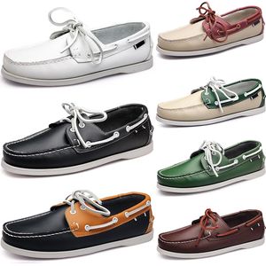 2021 Designer Good Quality Mens Skor Loafers Black Red Green Leather On Dress Wedding Drive Dflats Bottoms Men Casual For Party