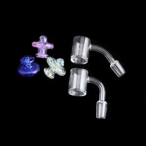 4mm Beveled Edge Clear Bottom Quartz Banger Nail Smoking Tool With Design UFO Glass Carb Cap 10mm 14mm 18mm Male Female For Water Bongs