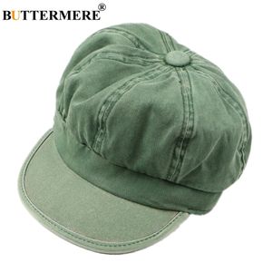 Buttermere Newsboy Cap Denim Şapka Kadınlar Için Yeşil Kadın Bere İngiliz Tarzı Ressam İlkbahar Yaz Yepyeni Sekizgen Kap 201013