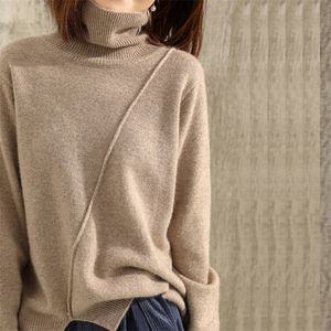 Soft Loose Jumpers for Women Turtleneck Winter Warm Sweater Cashmere and Wool Knitted Pullovers ladies 3Colors standard Clothes 201023