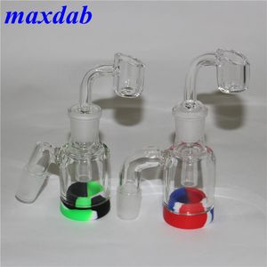 14mm 18mm ash catcher per bong in vetro narghilè tubo dell'acqua piattaforma petrolifera 45 90 gradi con contenitori in silicone per unghie banger al quarzo