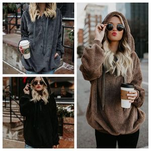 Fashion- Hooded Sweatshirts for Women hoodie Long Sleeve Hooded Solid Color Womens Sweater Velvet Jacket Autumn Winter Warm Top Overcoats