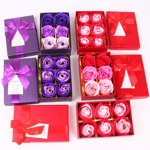 Artificial Fake Flower Gift Box Rose Scented Bath Soap Flowers Set Valentines Mother Day Gifts Wedding Party Decorative Flowers w-01363