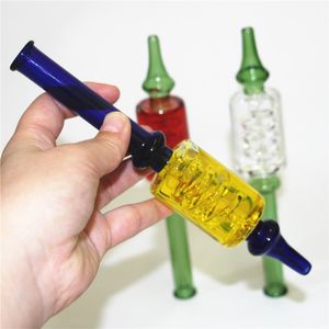 Rökning Accessorie mini nektar bong glasrör med flytande glycerin inuti oljerigkoncentrat dab halmglasbongs