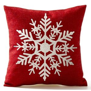 Christmas Cushion Covers White Red Snowflake Sofa Pillow Case Cover Seat Car Throw Pillowcase Xmas Decoration Home Decorative BH4282 TYJ