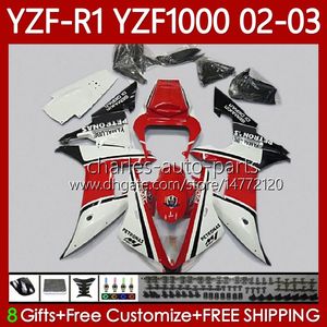 Motorcycle Fairings For YAMAHA YZF R 1 1000 CC YZF-R1 YZFR1 02 03 00 01 Body 90No.64 YZF1000 YZF R1 1000CC Red white 2002 2003 2000 2001 YZF-1000 2000-2003 OEM Bodywork