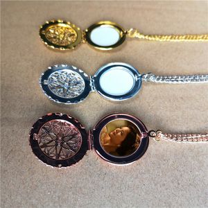 sublimation blank round locket photo necklaces pendants fashion locket necklace pendant hot tranfer printing consumable material