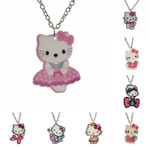 Pendant Necklaces Wholesale- [$5 Minimum]2021 Fashion Girls Kids Gift Jewelry Cute Lovely Cat 16" Short Chain Necklace KS1821