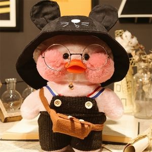 30cm Kawaii Lalafanfan Cafe Duck Pluszowe Zabawki Miękkie Zwierząt Cartoon Słodkie Kaczki Nadziewane Lalki Dzieci Zabawki Boże Narodzenie Prezent urodzinowy dla Chil LJ200902