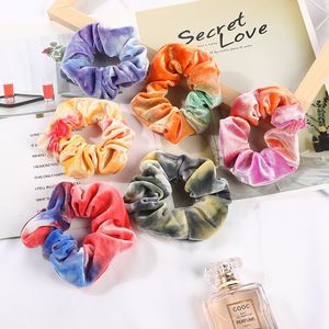 Wholesale velvet hair tie for sale - Group buy Tie Dyed Scrunchie Velvet Hair Accessories For Women Girls Headbands Elastic Rubber Hair Tie Hair Rope Ring Ponytail Holder