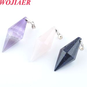 WOJIAER Collana con pendente a simmetria unica Cono Cristallo curativo naturale Piramide sfaccettata Reiki Chakra Gioielli amuleto BO916