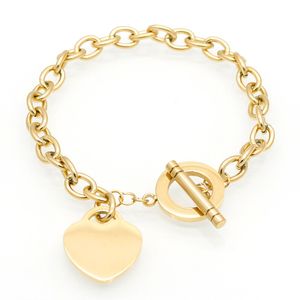 Damen-Edelstahlarmbänder mit Buchstaben PLEASE RETURN TO Herz Gold Silber OT-Ketten Pulsera Fashion T-Schmuckstil