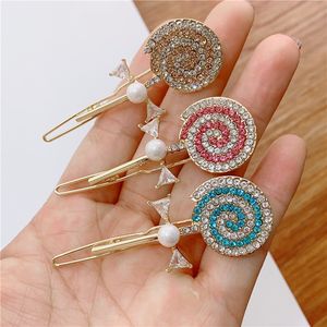 Конфеты цвет девушка Женщины Шпилька Barrettes Шарм Lollipop Hairclips Cute Клип волос Rhinestone Аксессуары для волос