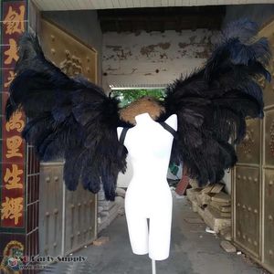 Custom-designed luxury white black Ostrich angel feather wings for Automobile Exhibition Wedding Party Displays shooting props