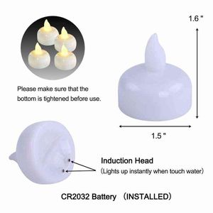 Confezione da 6 candele tremolanti senza fiamma impermeabili, lampada galleggiante sull'acqua, luci da tè in plastica a LED, alimentate a batteria, per piscina spa