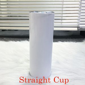 Sublimação em branco 20oz 30oz tumblers magro com tampa DIY Fotos em linha reta copo de aço inoxidável parede dupla tumbler xícaras isoladas