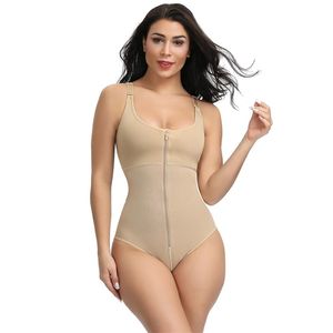 Nahtlose Shapewear Ganzkörperformer Frontreißverschluss Taillenformer Bauchkontrolle Unterwäsche Plus Size LJ201210