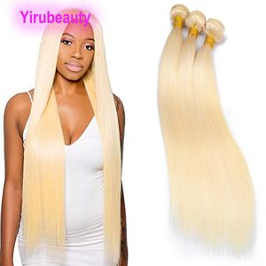 Cabelo humano brasileiro 3 pacotes 32-42 polegadas cor loira corpo reto onda três peças tingidas 613 # 40 polegadas yirubeauty 100% cabelo virgem humano remy