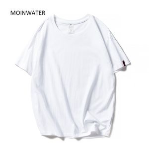 MOINWATER Women Black White Tshirts Lady Solid Cotton Tees Short Sleeve T shirts Female Summer Tops for Woman MT1901 220307