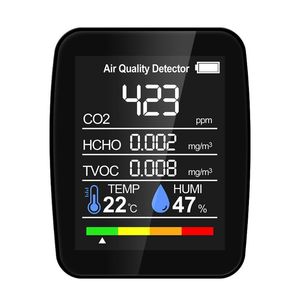 Gas Analyzers Air Quality Detector CO2 Meter With Carbon Dioxide TVOC Formaldehyde Value Electricity Quantity Temperature Humidity Display