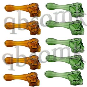 QBsomk Hookahs 4 Inches Skull Glass Spoon Pipes thick Heavy Hand Tobacco Pipes Heady For Dry Herb Oil Burner