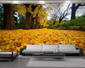 3d Landscape Wallpaper Golden Ground Full of Leaves Forest Park 3D Wallpaper Premium Atmospheric Interior Decoration 3d Mural Wall Paper