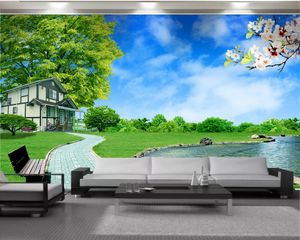 Personalizado paisagem 3D Wallpaper Modern Mural 3d Wallpaper Scenic Villa Sala Quarto TV fundo Papel de Parede Parede