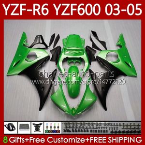 Carenature moto per YAMAHA YZF-R6 YZF600 YZF R 6 600 CC YZFR6 Verde perla 03 04 05 Carrozzeria 95No.113 YZF R6 600CC 2003 2004 2005 Carenatura YZF-600 03-05 Kit corpo OEM