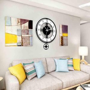 Swingable Silent Large Wall Clock Modern Design Battery Operated Quartz Hanging Clocks Home Decor Kitchen1