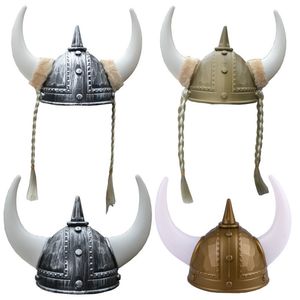 ingrosso Trapper Animale-Vikings Style Cappelli in stile Nordic Horns Casco Guerriero Anello Novità Vikings Pirate Halloween Costumes Cappello