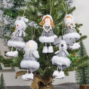 Ciondolo bambola angelo di natale creativo simpatico pupazzo di neve ad angolo design ornamento da appendere albero di natale angelo cervo decorazione da appendere