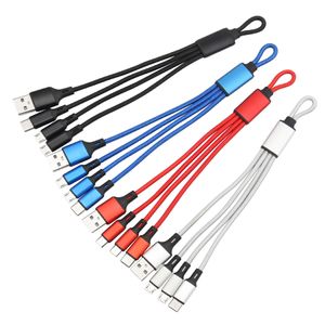 Nylon 3 w 1 Kable szybkiego ładowania Typ C Micro USB Kabel kluczyka sznurka dla Huawei Xiaomi Samsung Thone Wire