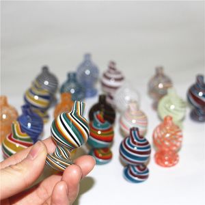 Tampas de carboidratos de bolha de vidro coloridas para fumar Tampa de carburador de topo plano adequada para bangers de quartzo de 20 mm 25 mm unha X XL banger Tubo de água