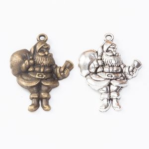 50 sztuk mm Tybetański Vintage Silver Color Bronze Christmas Charms Santa Claus Wisiorki do bransoletki Kolczyk DIY Biżuteria Dokonywanie