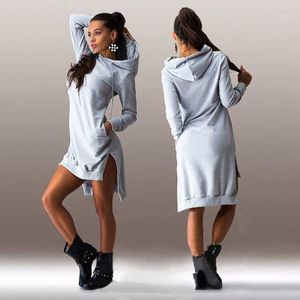 Felpe con cappuccio da donna Felpe all'ingrosso- Felpa moda donna Euramerica 2021 Felpa con cappuccio a maniche lunghe con spacchi laterali Pullover slim 3 colori QL16