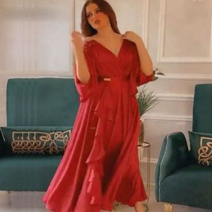 Arrival Chiffon V Neck Formal dresses party night Vestidos de fiesta 2021 Red Muslim evening dress avondjurken