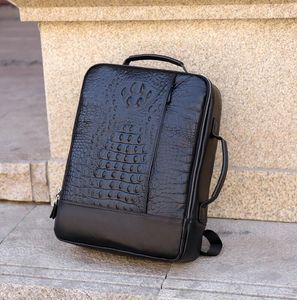 Atacado fábrica homens sacos de ombro esportes ao ar livre lazer mochilas de couro primeira camada de couro em relevo moda computador saco rua tendência preto mochila de viagem